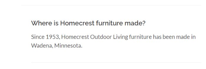 Homecrest Patio Furniture Made in USA
