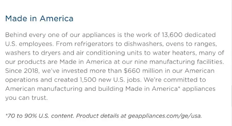 GE Electric Dryers Made in USA