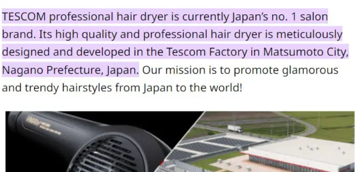 Tescom Hair Dryers Made in Japan