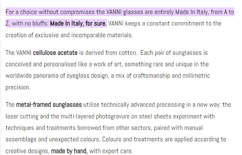 VANNI Sunglasses Made in Italy
