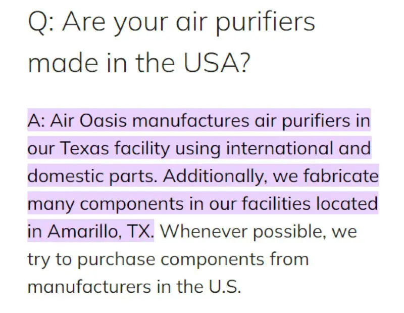 Air Oasis Air Purifiers Made in USA