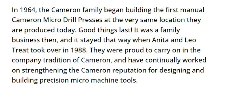 Cameron Micro Drill Presses Made in USA