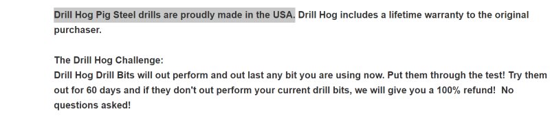 Drill Hog USA Drill Bits Made in USA