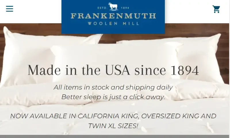 Frankenmuth Woolen Mill Mattress Toppers Made in USA