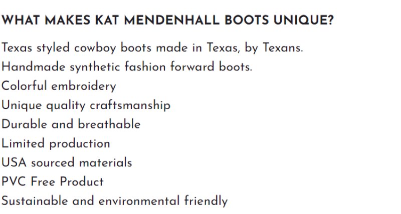 Kat Mendenhall Cowboy Boots Made in USA