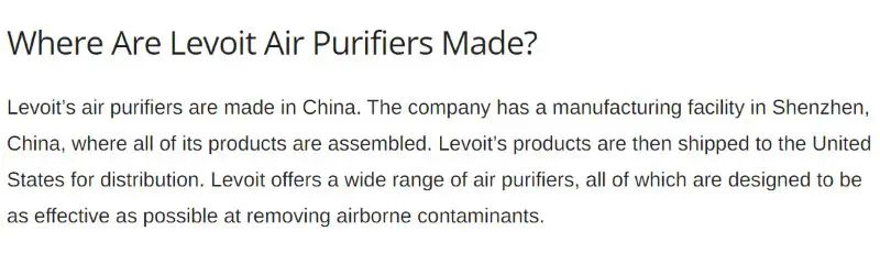 Levoit Air Purifiers Made in USA