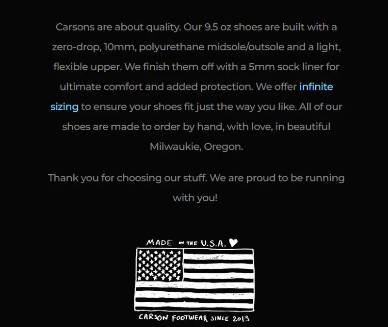 Carson Footwear Running Shoes Made in USA