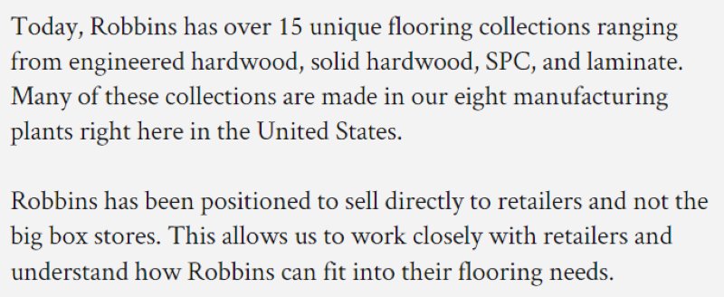 Robbins Hardwood Flooring Made in USA