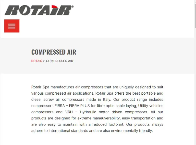 Rotair Spa Air Compressors Made in Italy