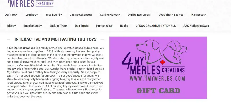 4 My Merles Dog Toys Made in Canada