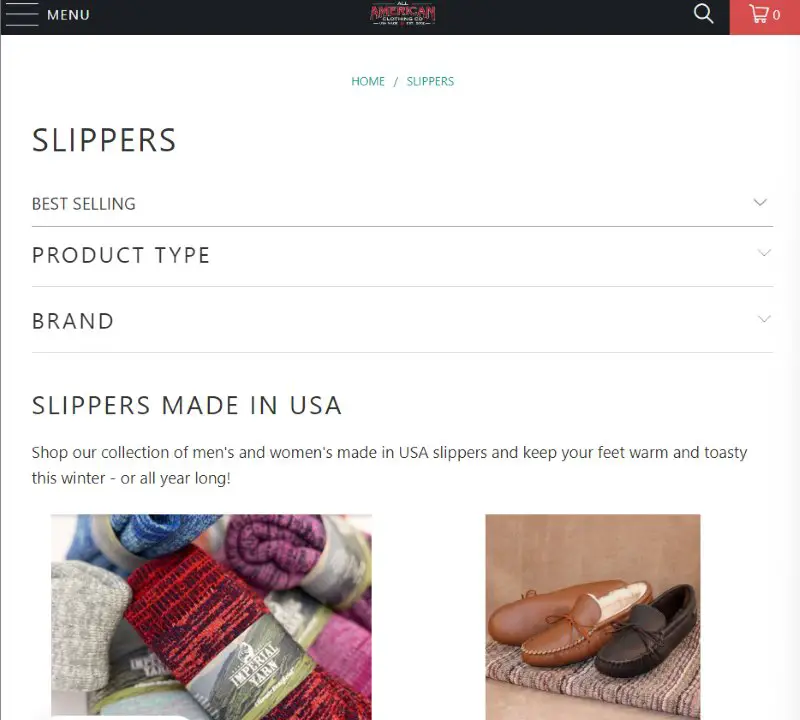 All American Clothing Slippers Made in USA
