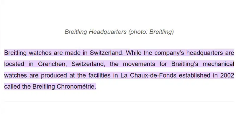 Breitling Watches Made in Switzerland