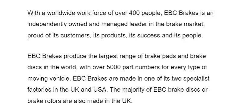 EBC Brakes Pads Made in USA 1