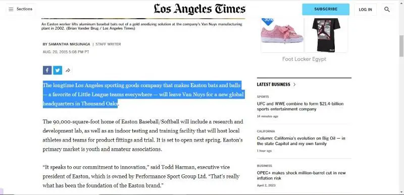 Easton Sports Baseball Bats Made in USA 2