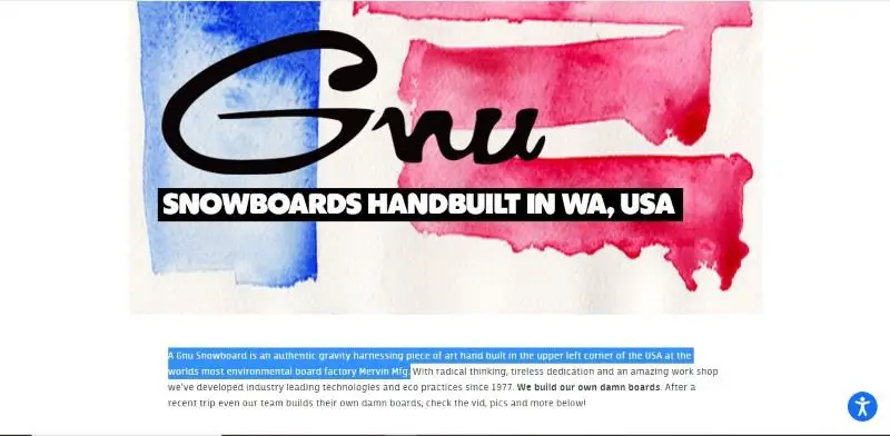GNU Snowboards Made in USA 1