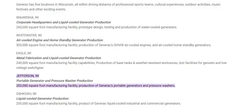 Generac Generators Made in USA