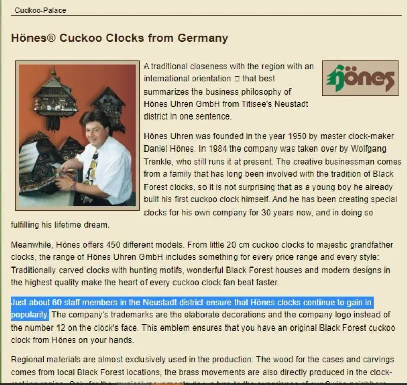 Hӧnes Cuckoo Clocks Made in Germany 1
