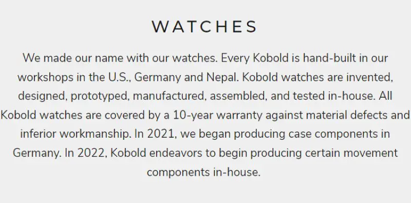Kobold Watches Made in USA