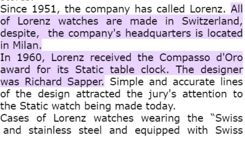 Lorenz Watches Made in Italy