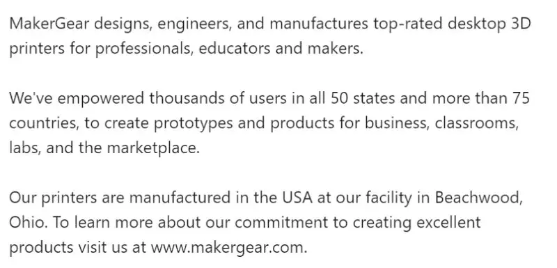 MakerGear Printers Made in USA