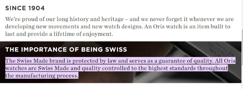 Oris Watches Made in Switzerland