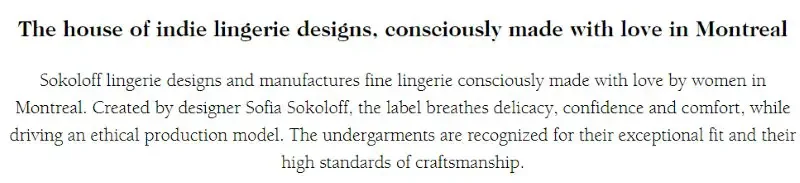 Sokoloff Lingerie Underwear Made in Canada