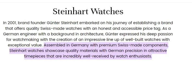 Steinhart Watches Made in Germany