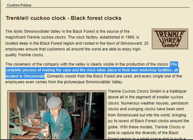 Trenkle Uhren Cuckoo Clocks Made in Germany