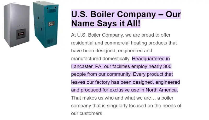 U.S. Boiler Water Heaters Made in USA