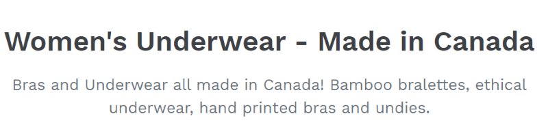 Zinnia Textiles Underwear Made in Canada