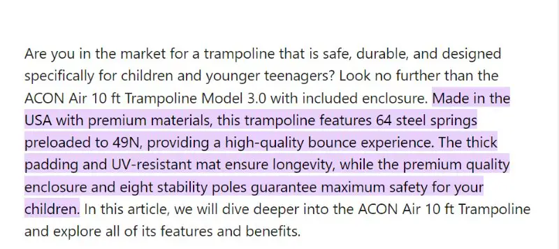 Acon Trampolines Made in USA