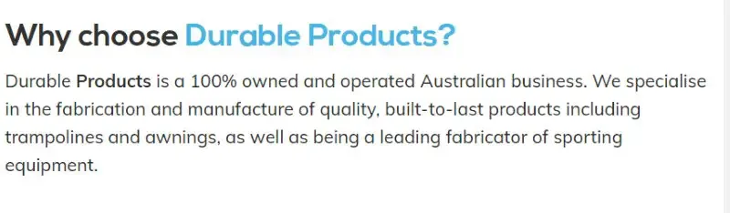 Durable Products Trampolines Made in Australia