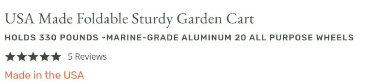 Garrett Wade Garden Carts Made in USA