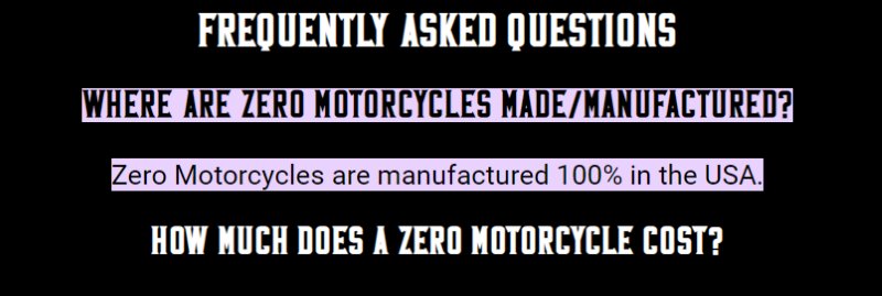 Zero Motorcycles Made in USA