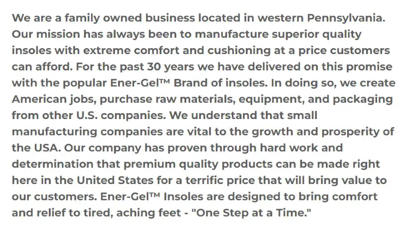 Ener-Gel Insole Made in USA