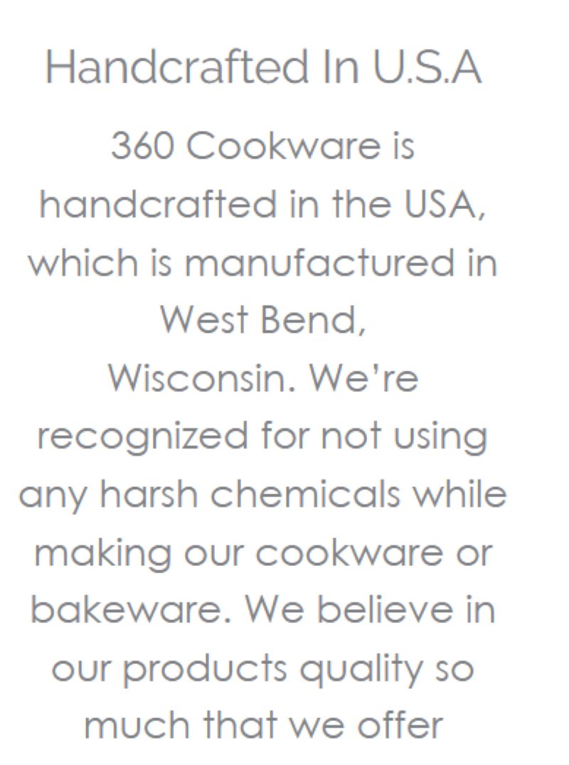 360 Cookware Bakeware Made in USA
