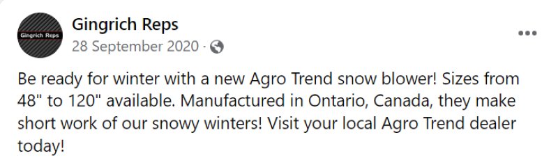 Agro Trend Snow Blowers Made in Canada 2