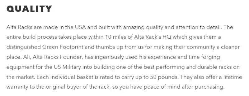 Alta Racks Made in USA