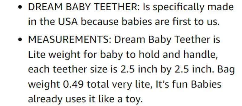 Dream Baby Teether Made in USA