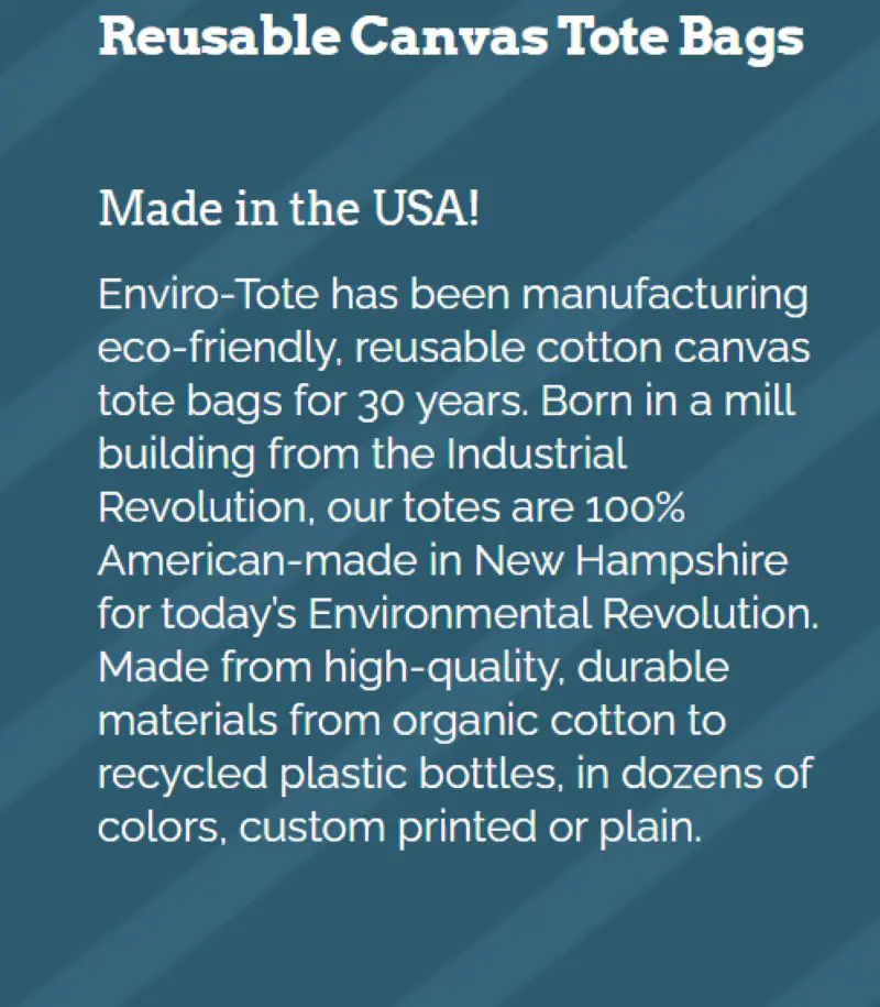 Enviro-Tote Bags Made in USA