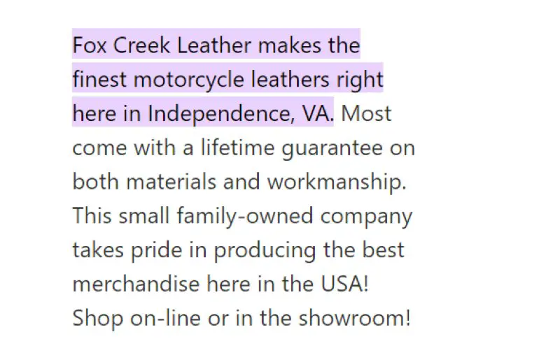 Fox Creek Leather Made in USA