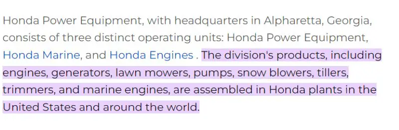 Honda Lawn Mowers Made in USA