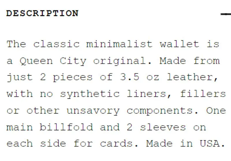 Queen City Dry Goods Wallets Made in USA