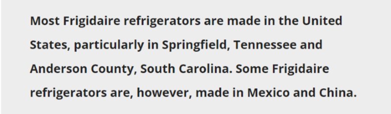 Where are Frigidaire Refrigerators Made