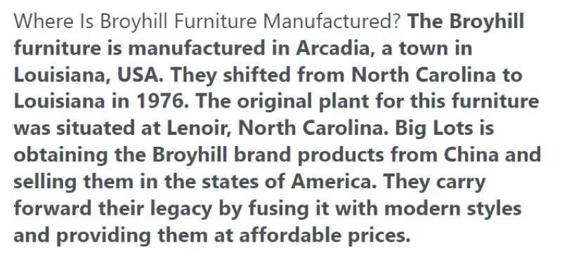 Where is Broyhill Furniture Made 1
